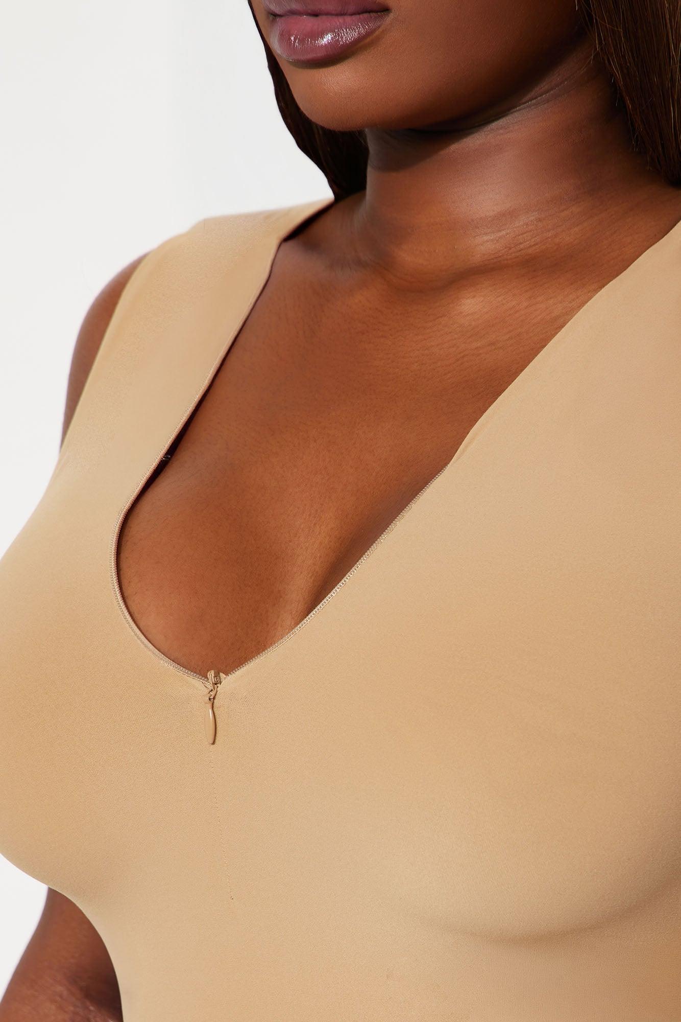 Second Skin Double Lined Zip Front Tank - Mocha Female Product Image