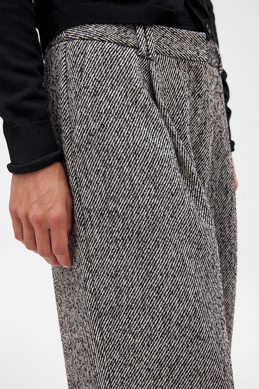 Wide Mid Waist Twill Trousers Product Image