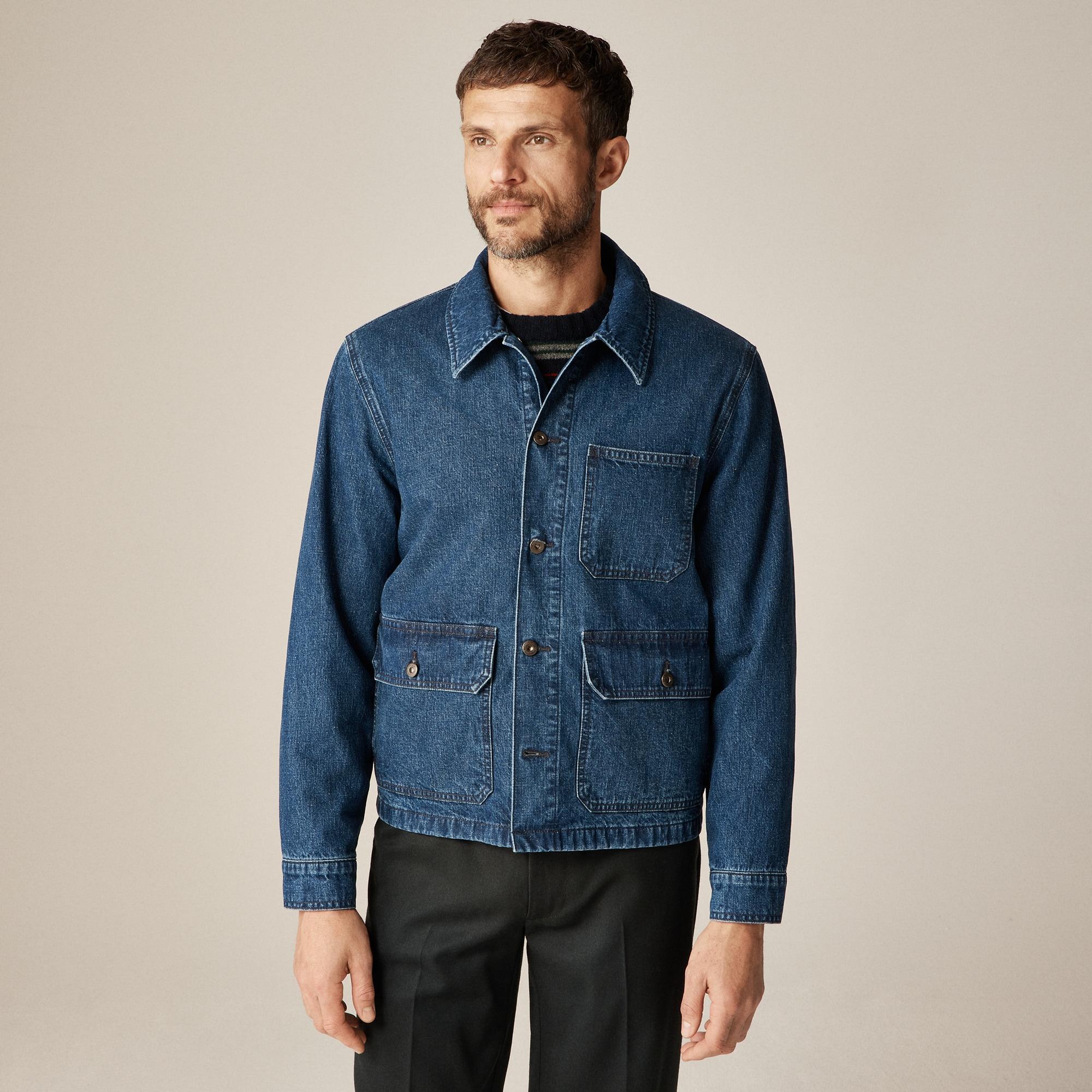 Patch-pocket denim jacket with flannel lining Product Image
