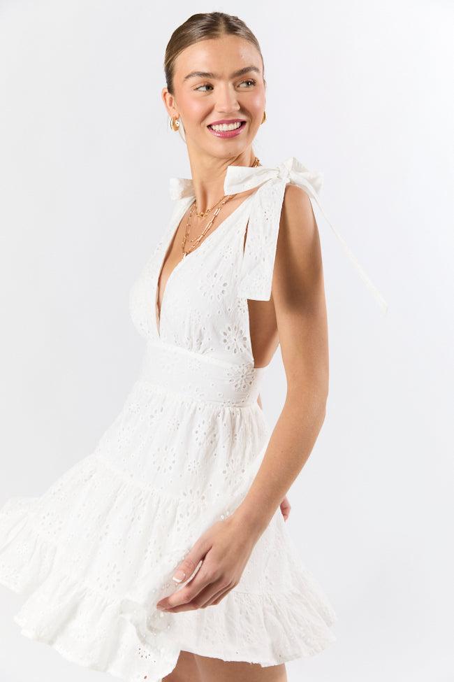 Wear With Love White Tie Shoulder Eyelet Dress FINAL SALE Product Image