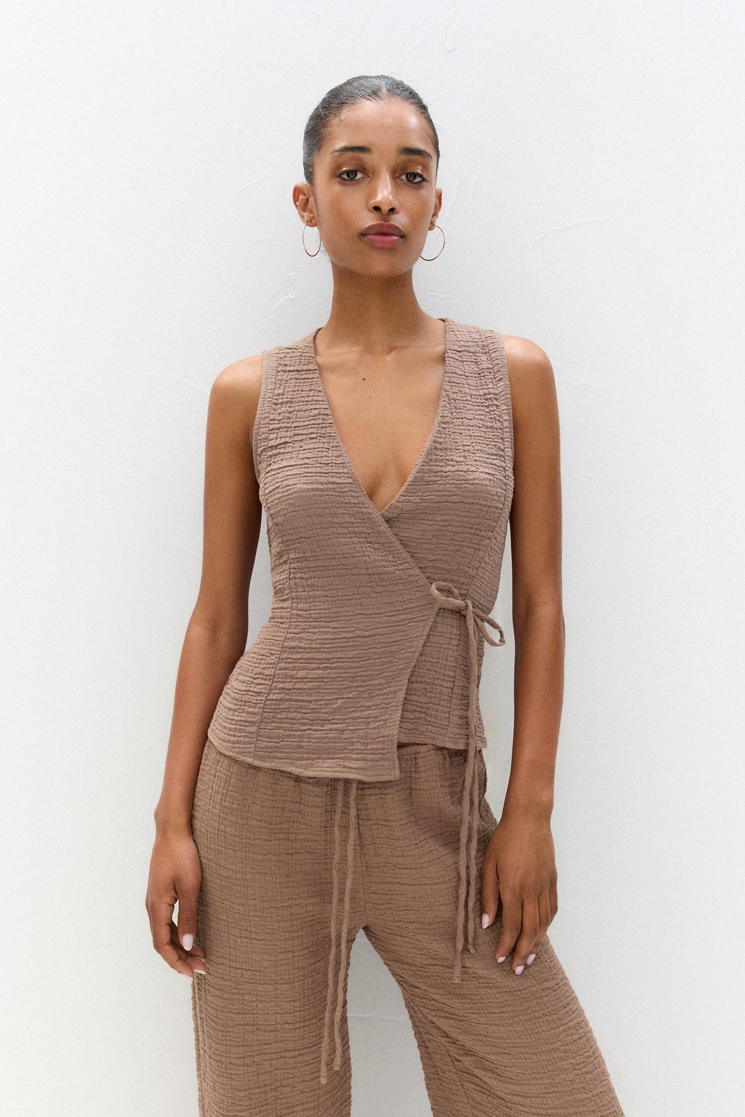 Rustic creased-effect top Product Image