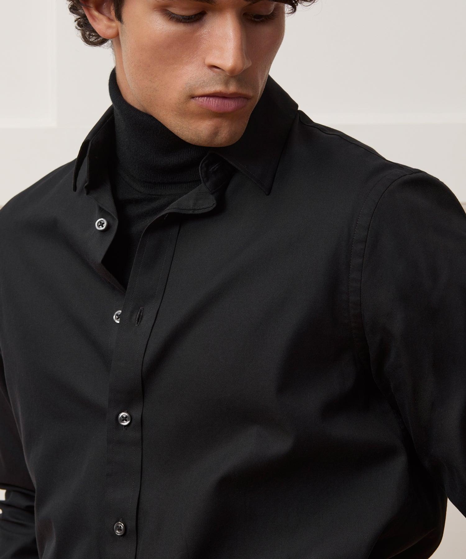 Cotton Twill Long Point Collar Shirt Product Image