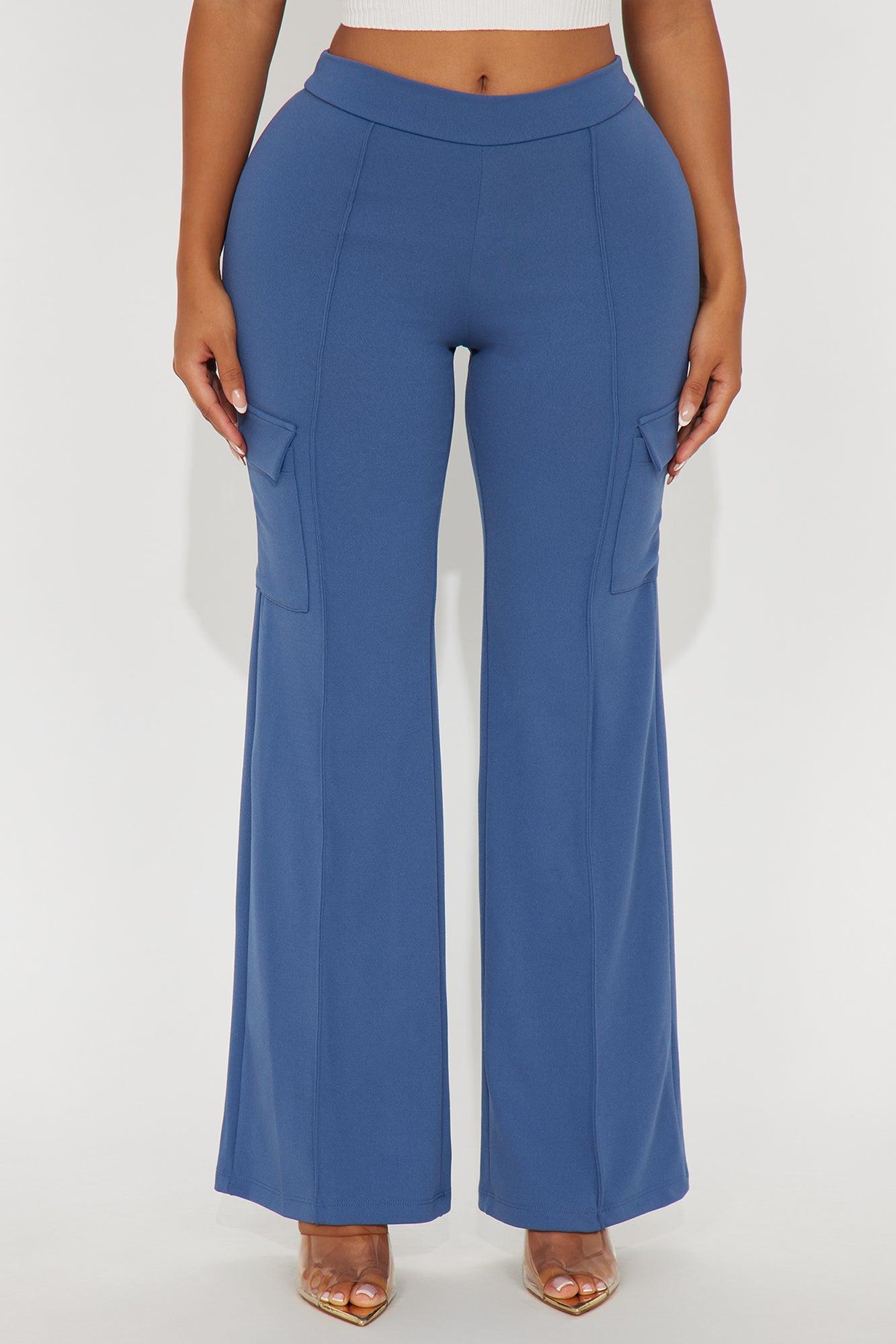 Tara Wide Leg CargoTrouser Pant - Slate Blue Female Product Image