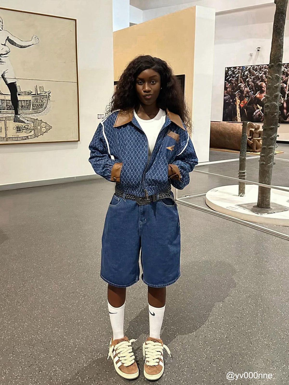 Aelfric Eden Vintage Denim Jacquard Skirt Female Product Image