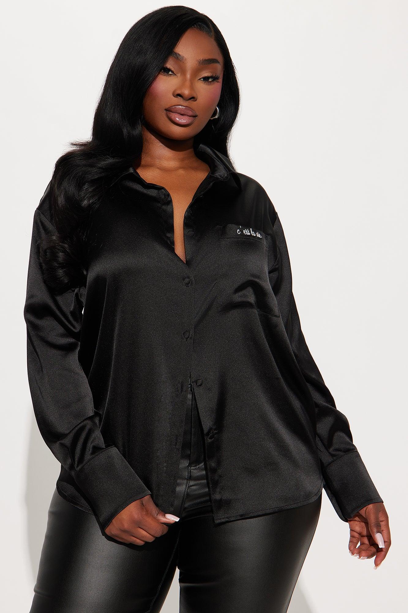 C'est La Vie Satin Shirt - Black/combo Product Image