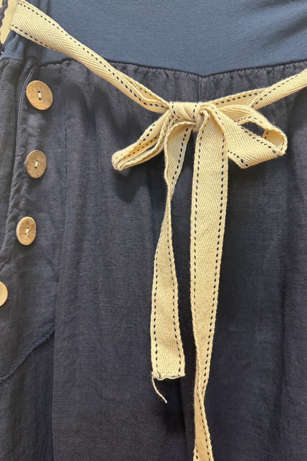 Italian Button Detail Linen Pants Product Image