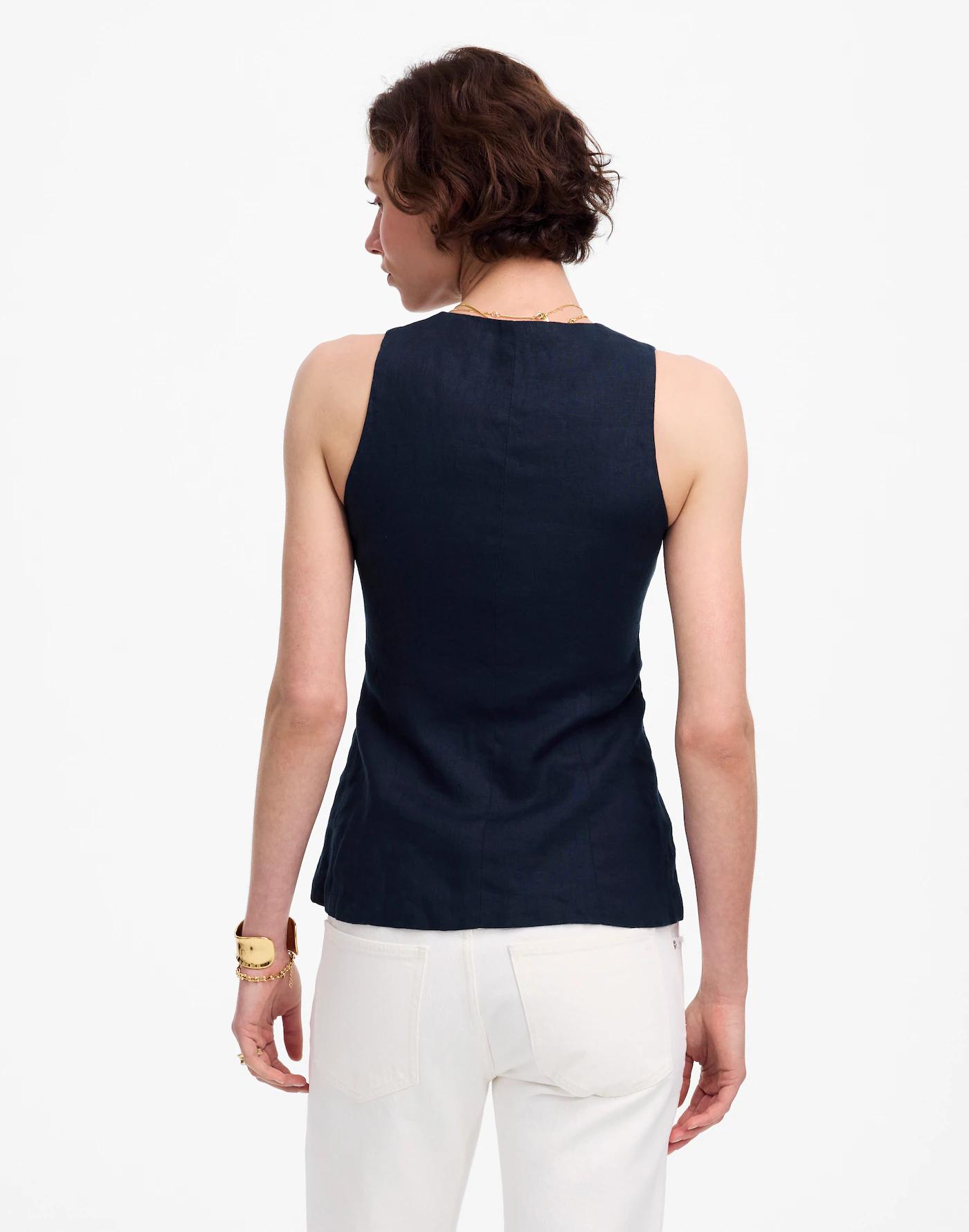 Linen Scoopneck Cutaway Vest Product Image