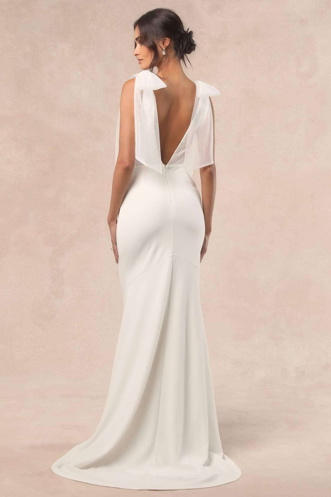 Desiree White Tie-Strap Jacquard Mermaid Maxi Dress Product Image