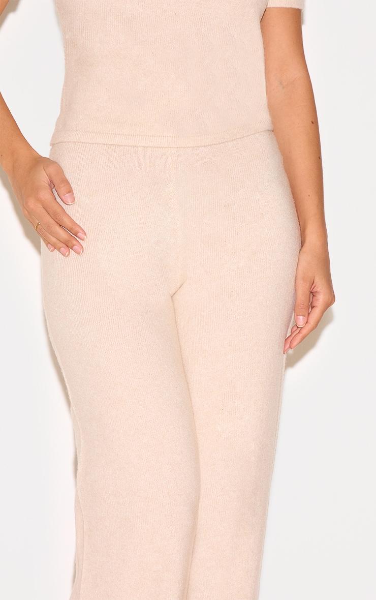 Oatmeal Soft Knit Wide Leg Pants Product Image