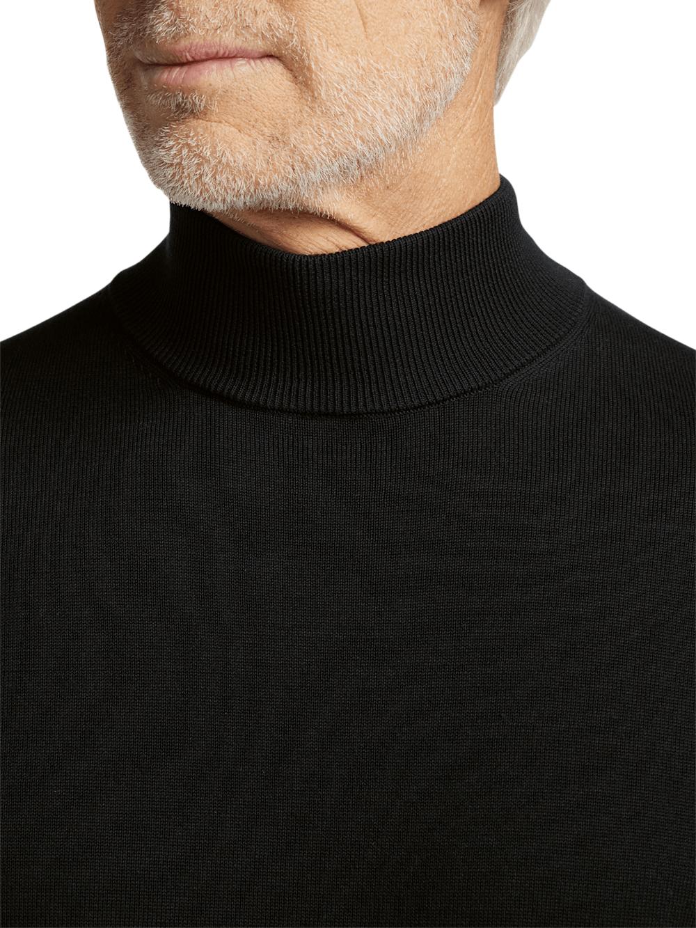 Supima Cotton Mock Neck Sweater - Black Product Image