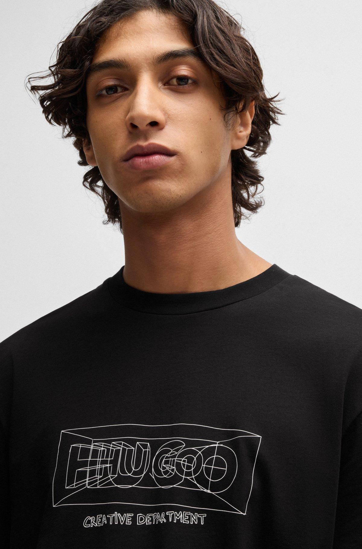 Regular-fit T-shirt in cotton with graphic logos Product Image