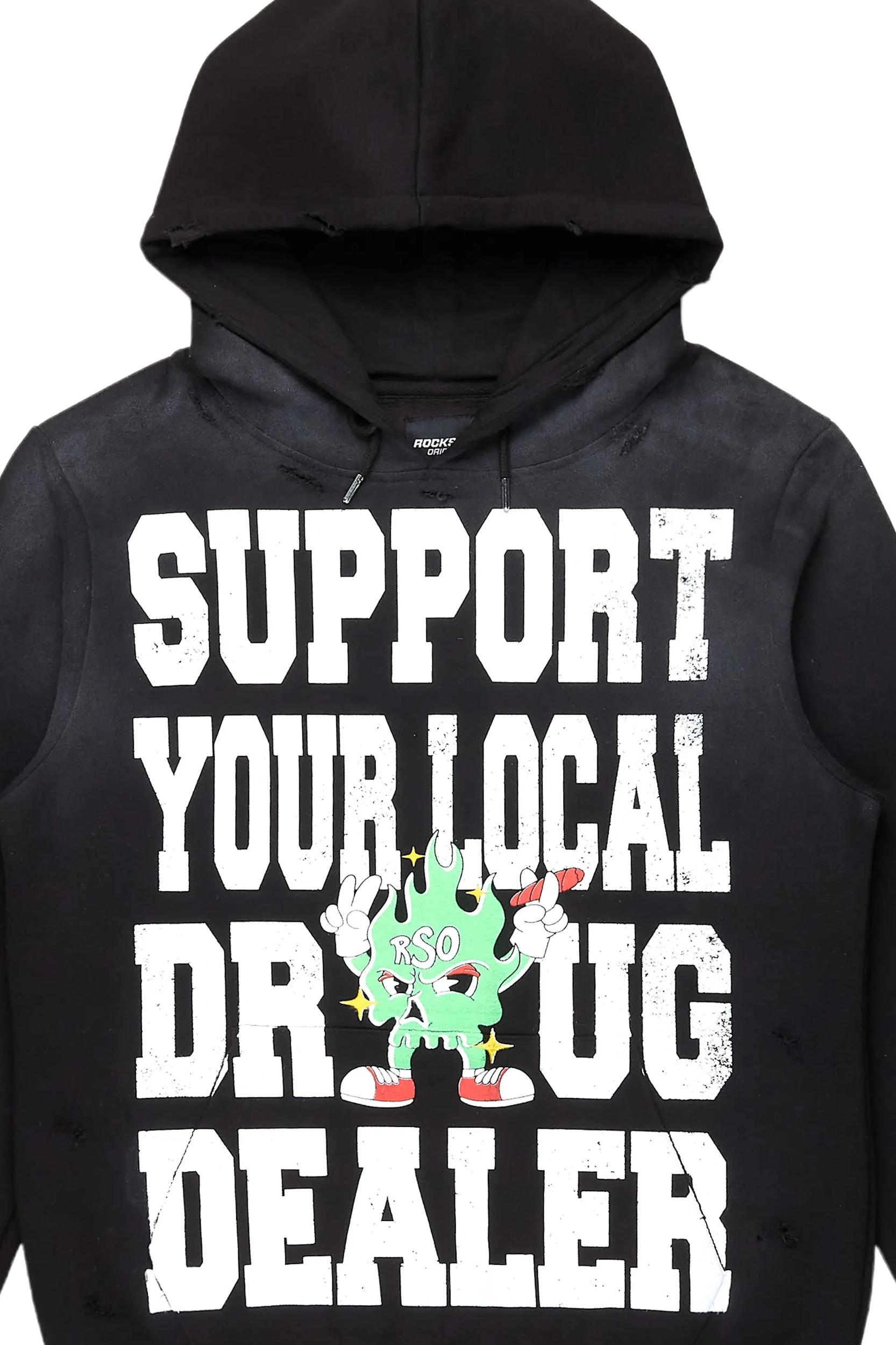 Tarl Black Distressed Graphic Hoodie Male Product Image