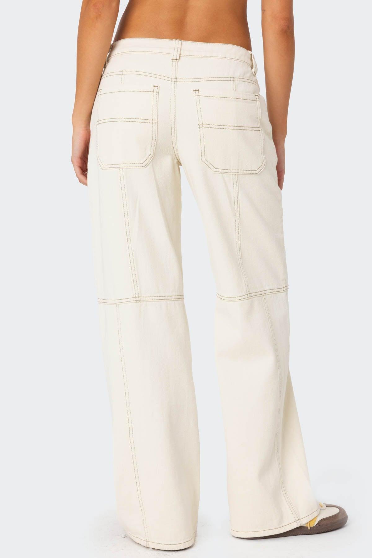 Contrast Stitch Low Rise Baggy Jeans Product Image