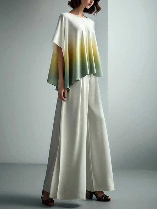 High Waisted Loose Pleated Solid Color Split-Joint Pants Trousers Product Image