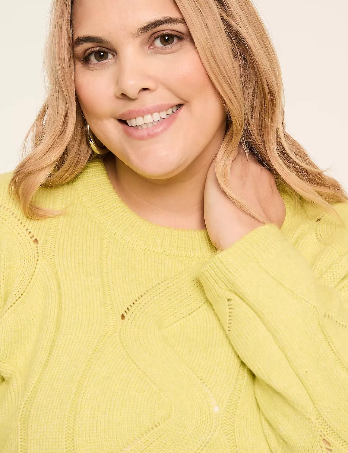 Relaxed Pointelle-Stitch Pullover Sweater Product Image