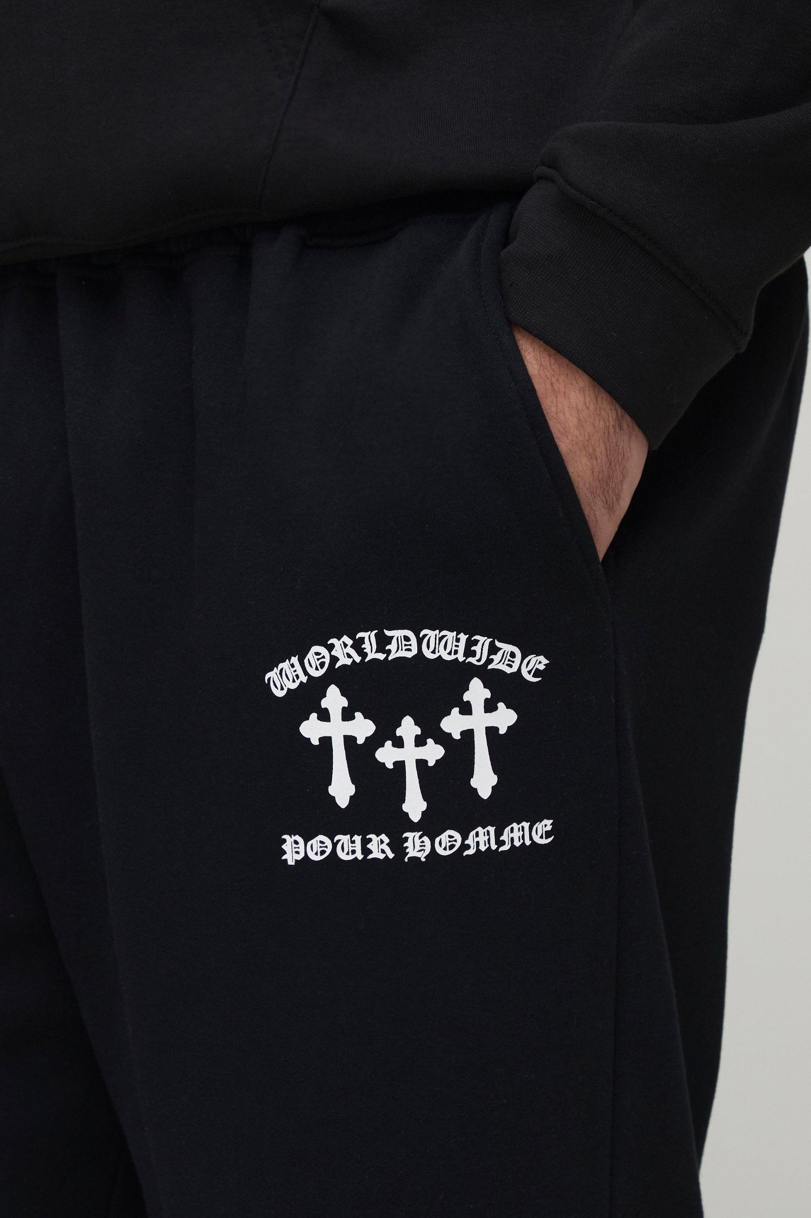 Plus Cross Print Oversized Sweatpants | boohooMAN USA Product Image