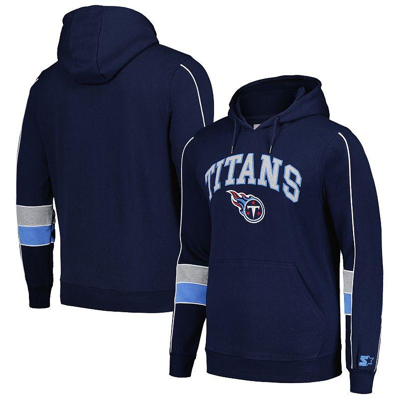 Men's Starter Navy Tennessee Titans Captain Pullover Hoodie,  Product Image