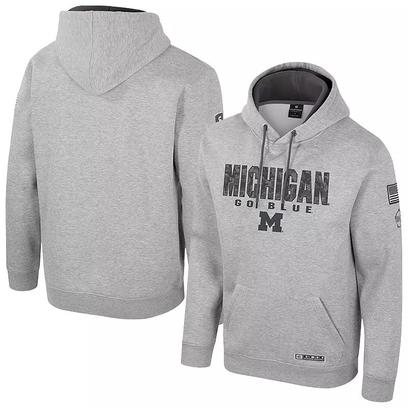Men's Colosseum Heather Gray Michigan Wolverines Oorah OHT Military Appreciation Pullover Hoodie,  Product Image