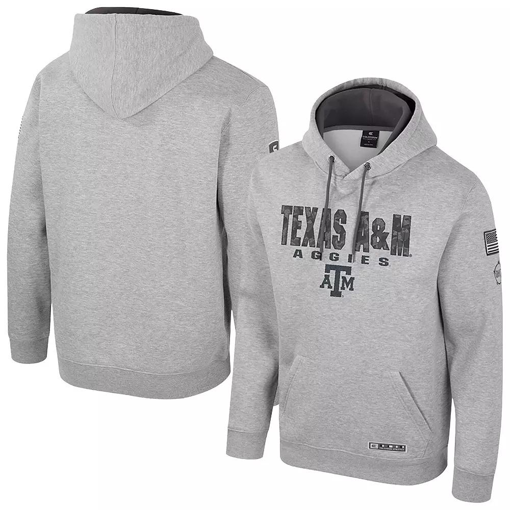 Men's Colosseum Heather Gray Texas A&M Aggies Oorah OHT Military Appreciation Pullover Hoodie,  Product Image