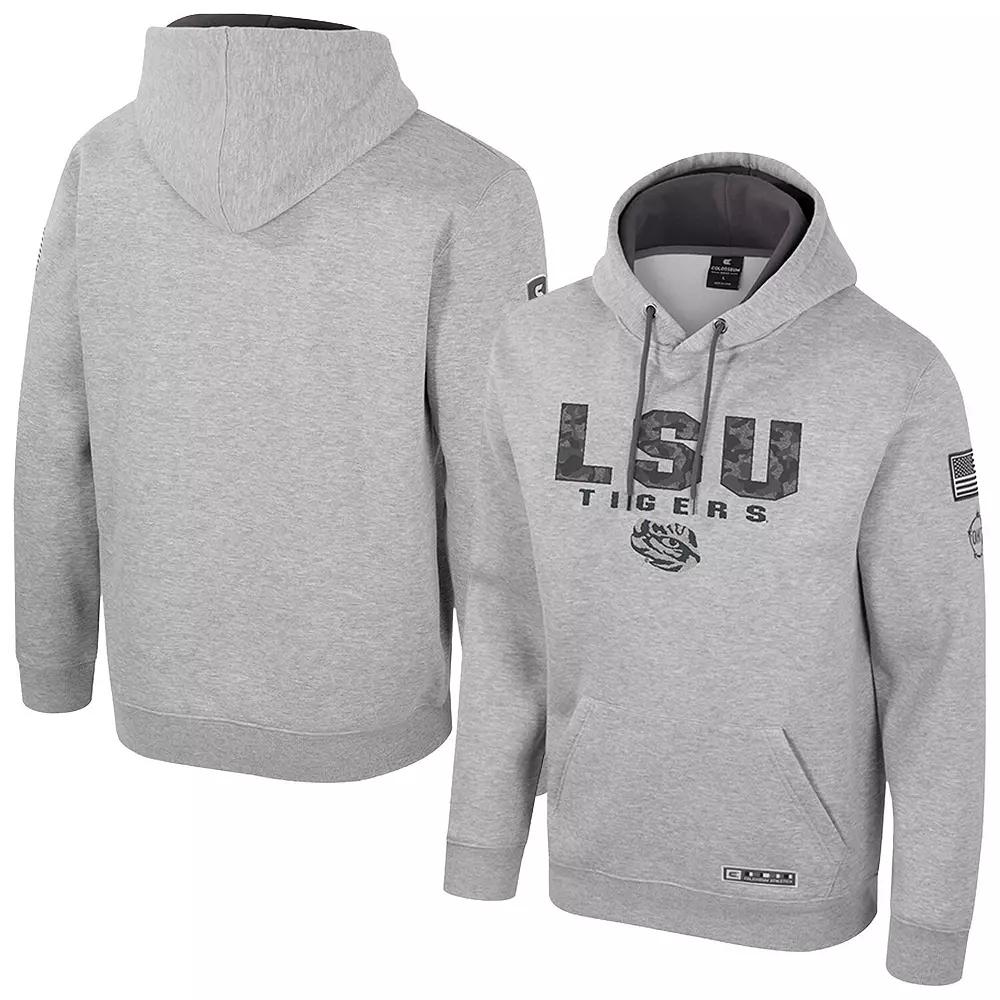 Men's Colosseum Heather Gray LSU Tigers Oorah OHT Military Appreciation Pullover Hoodie,  Product Image