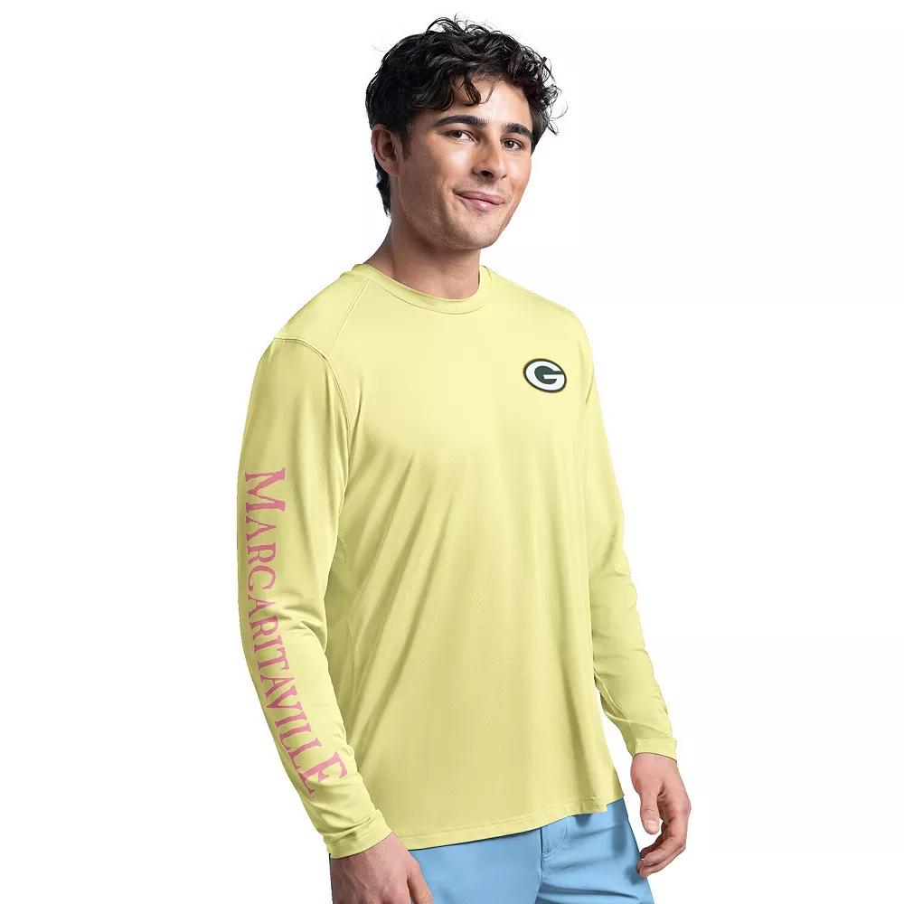 Men's G-III Sports by Carl Banks Yellow Green Bay Packers Margaritaville Rock Harbor Long Sleeve Rashguard Top,  Product Image
