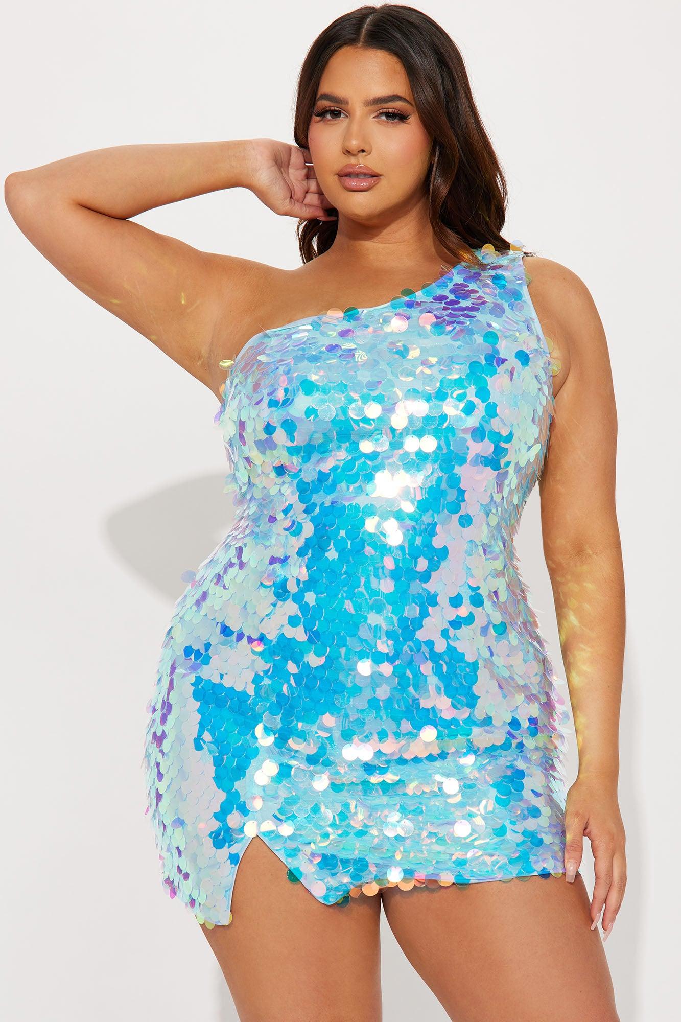 Party Is On Sequin Mini Dress - Aqua Product Image