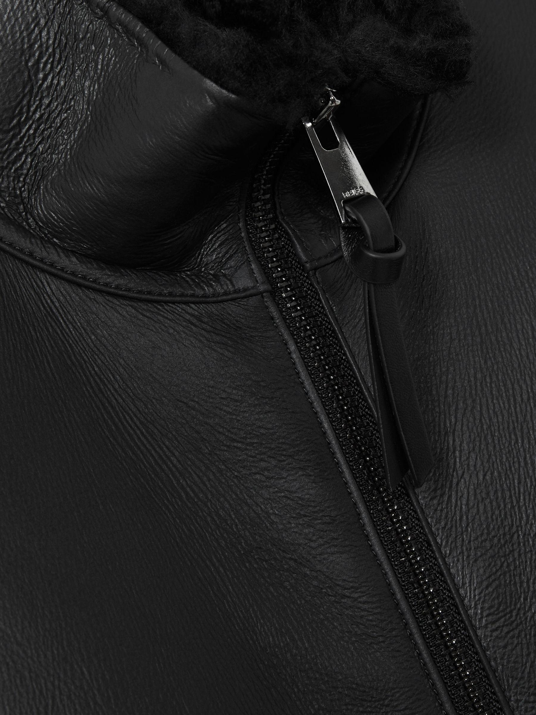 Shearling Lined Leather Jacket in Black Product Image