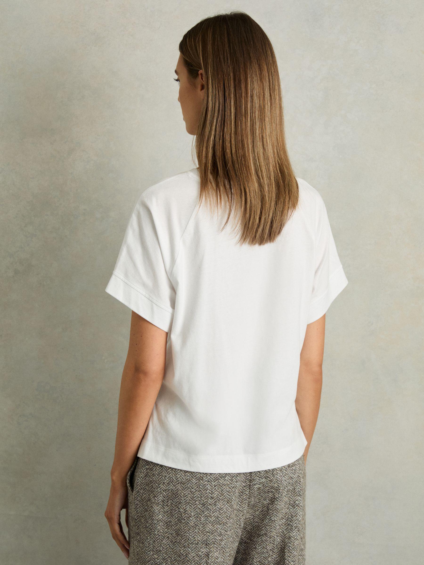 Cotton Crew Neck T-Shirt in White Product Image