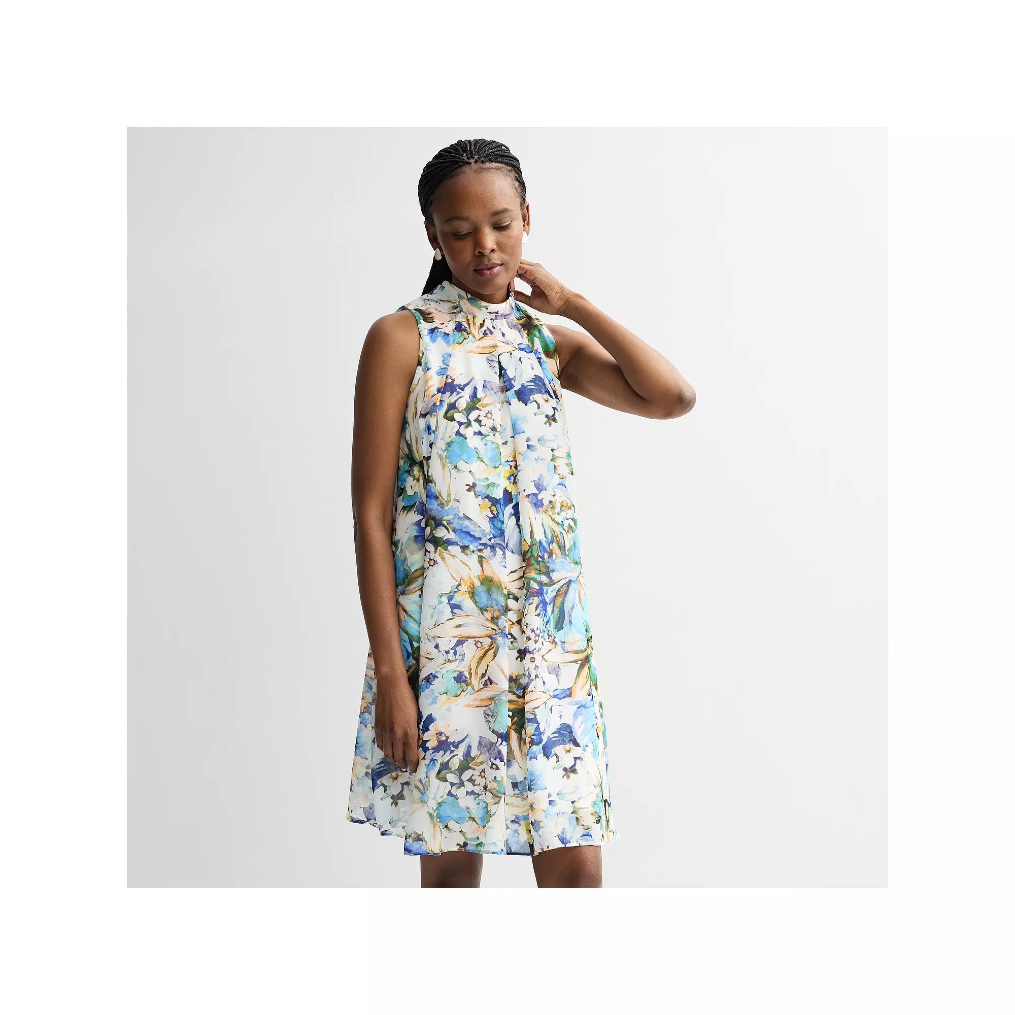 Women's Robbie Bee Mock Neck Chiffon Dress,  Product Image