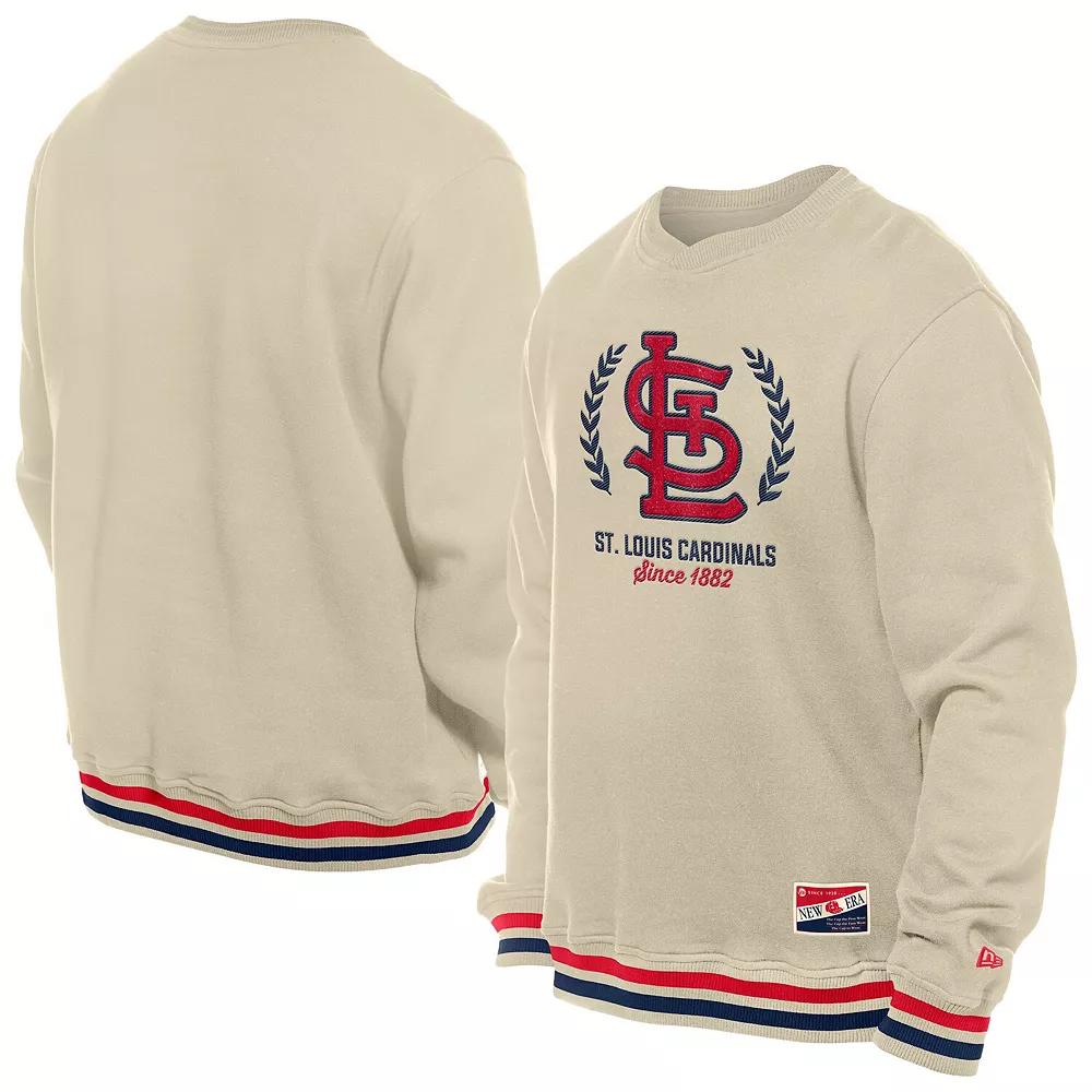 Men's New Era Cream St. Louis Cardinals Throwback Pullover Sweatshirt, Size: Large, Beige Product Image