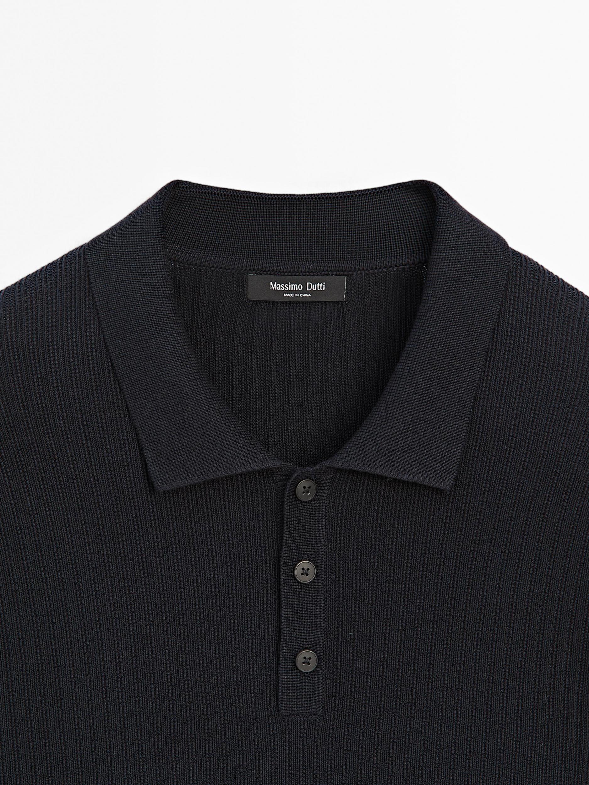 Cotton blend knit polo sweater Product Image