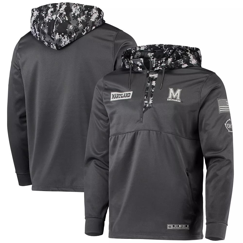 Men's Colosseum Charcoal Maryland Terrapins OHT Military Appreciation Digital Camo Quarter-Zip Hoodie, Size: XL Product Image