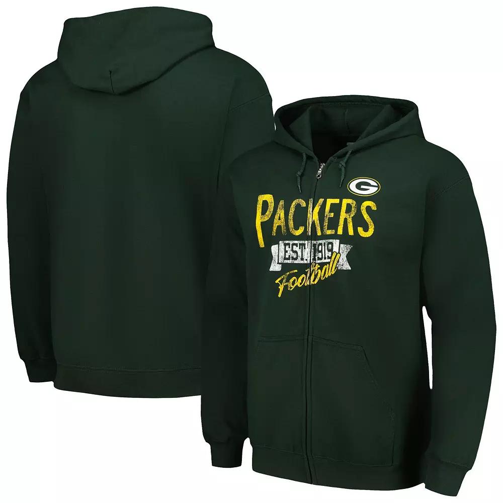 Men's Starter Green Green Bay Packers Domestic Post Season Full-Zip Hoodie,  Product Image
