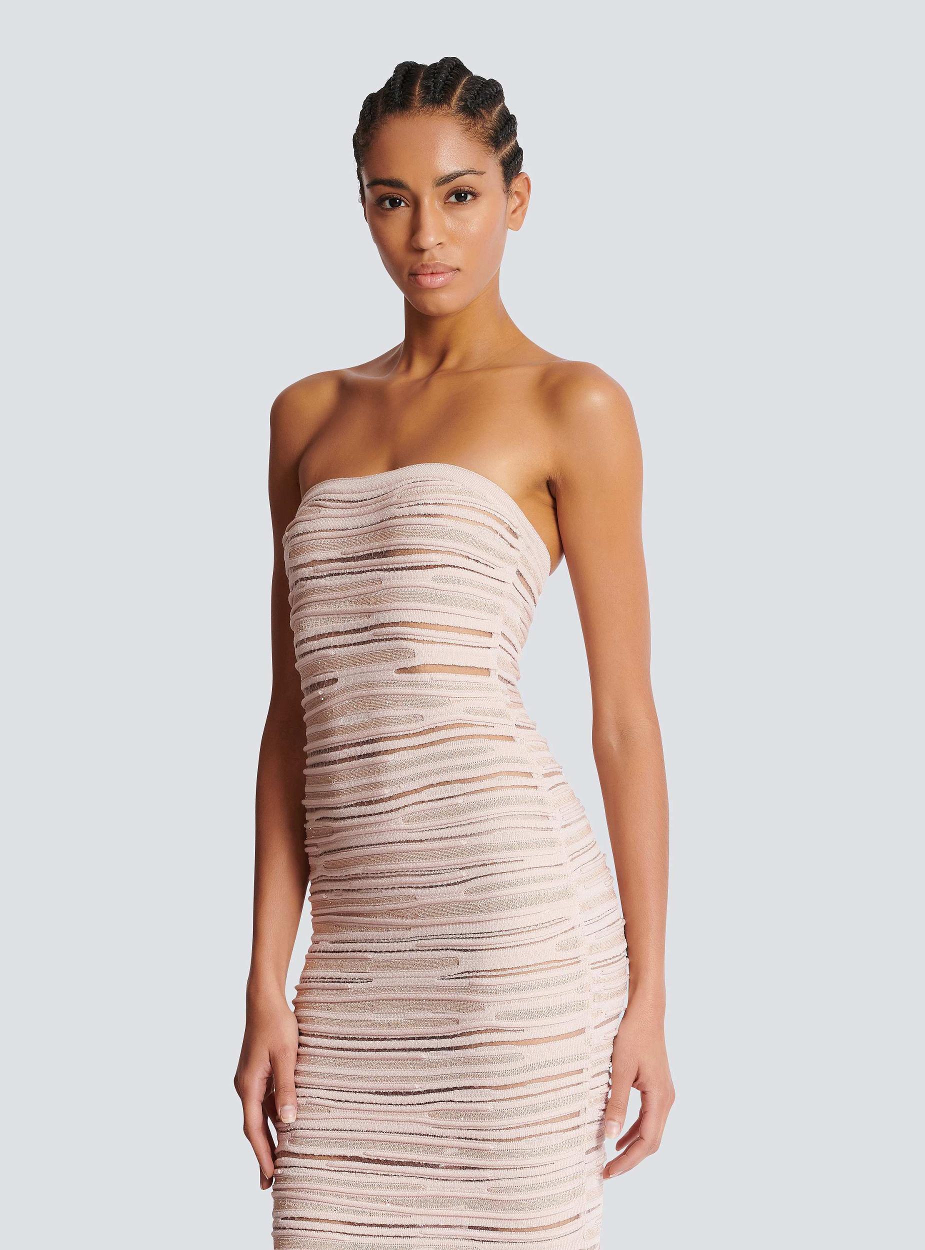 Strapless dress in shiny rolled knit Product Image