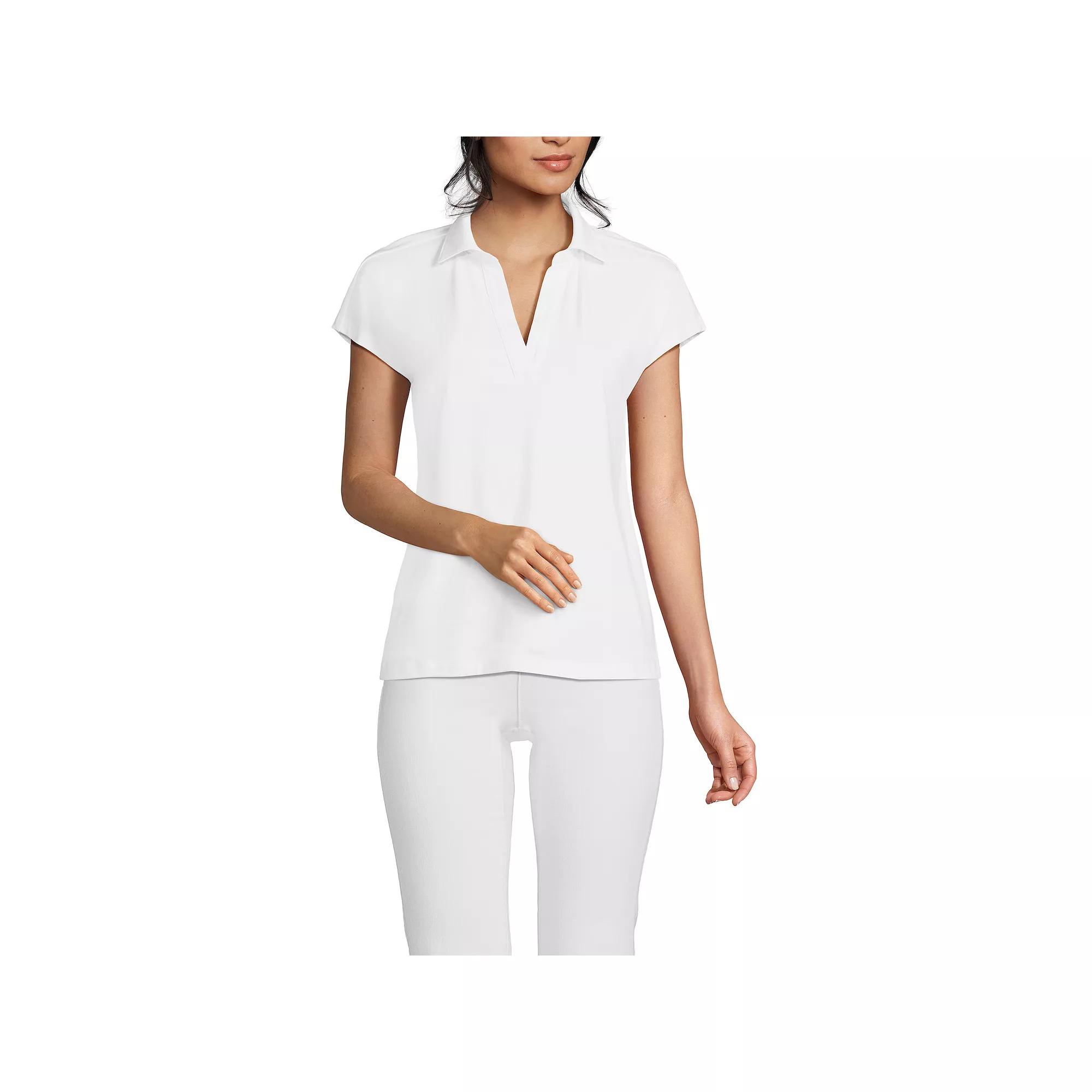 Women's Lands' End Johnny Collar Short Sleeve Polo,  Product Image