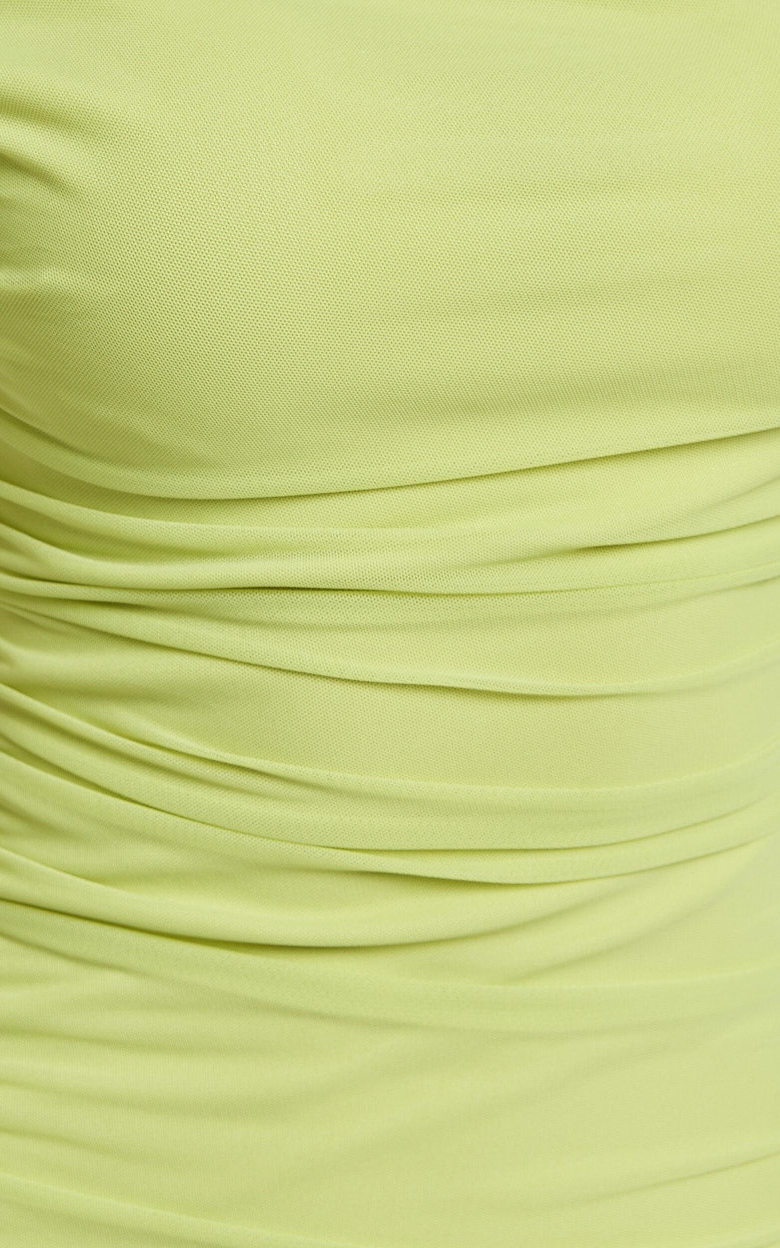 Vicky Midi Dress - Off the Shoulder Slip Dress in Lime Product Image