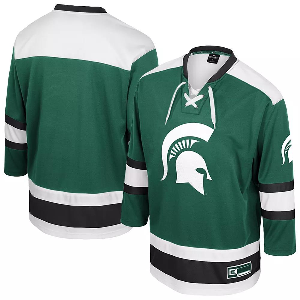 Men's Colosseum  Green Michigan State Spartans Athletic Machine Fashion Hockey Jersey, Size: Medium Product Image
