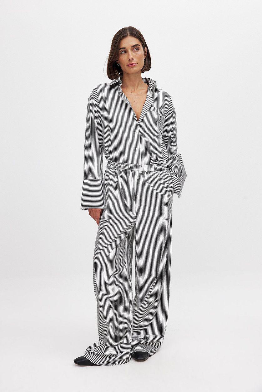 Elastic Waist Striped Trousers Product Image