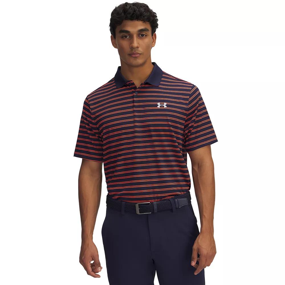 Men's Under Armour Performance 3.0 Stripe Polo, Size: Large, Navy Red Product Image