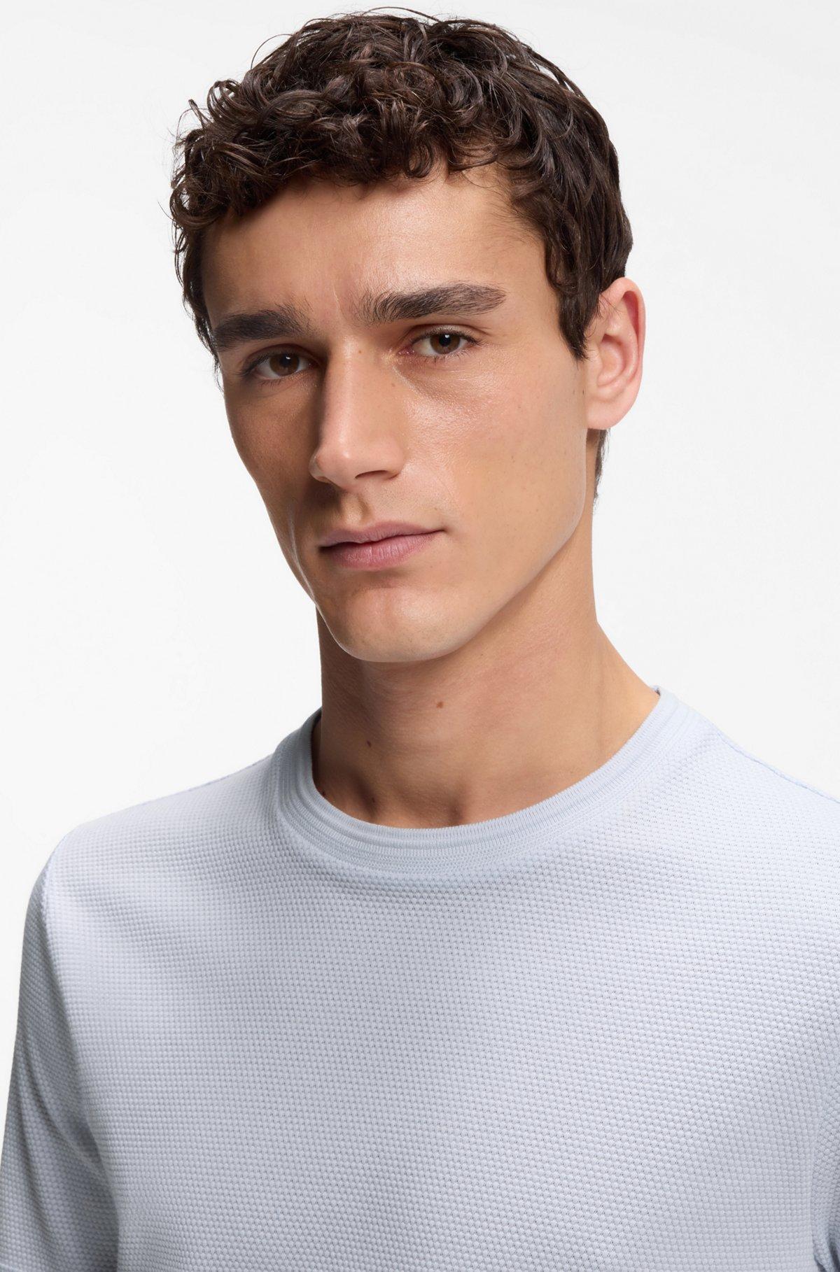 Bubble-jacquard structure T-shirt in a cotton blend Product Image