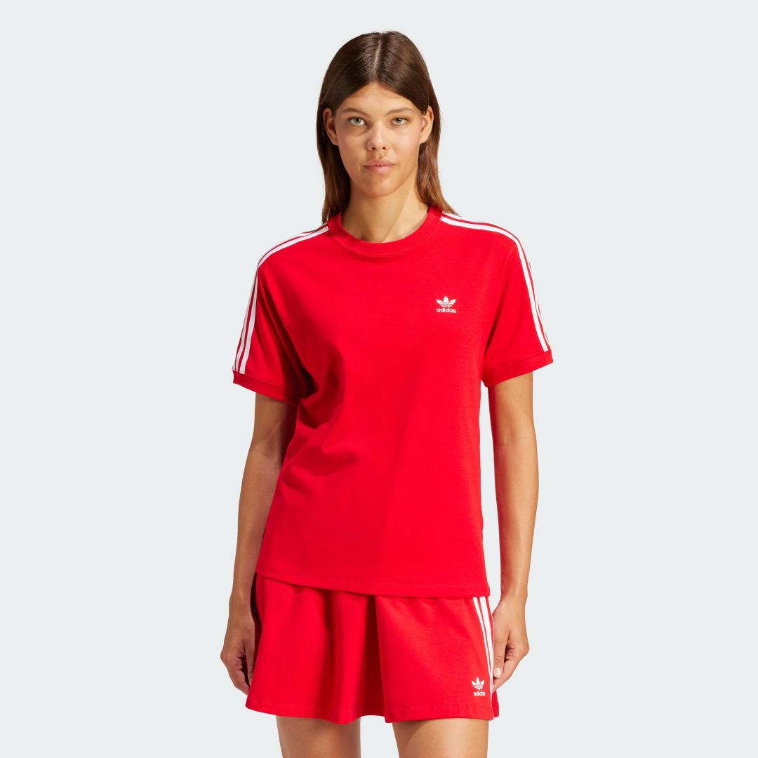 adidas Adicolor 3-Stripes Tee Better Scarlet XL Womens Product Image