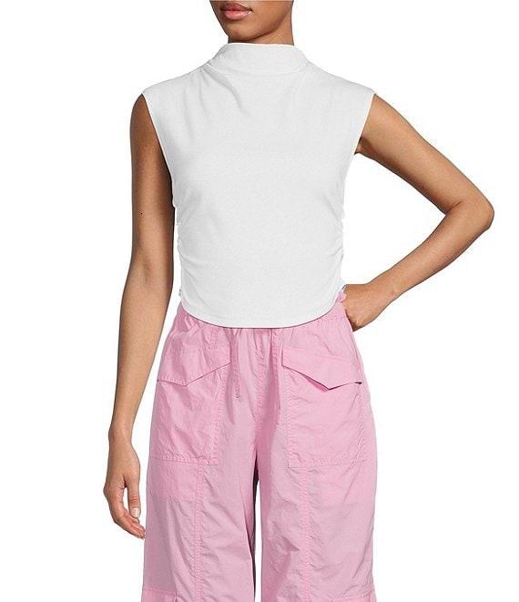 Gianni Bini Knit Mock Neck Cap Sleeve Crop Top Product Image