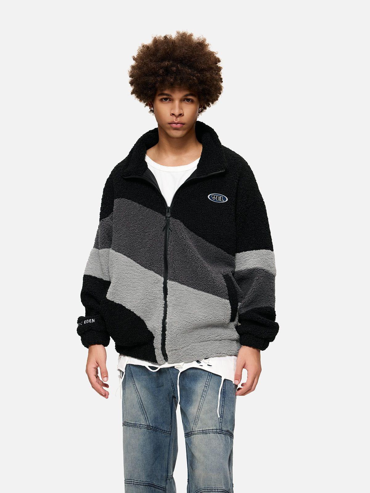 Aelfric Eden Patchwork Color Block Sherpa Coat Product Image