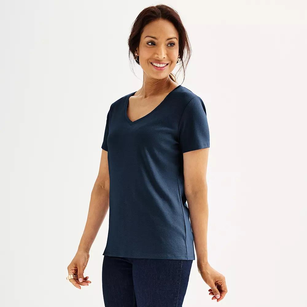 Petite Croft & Barrow® Essential V-Neck Tee, Women's,  Product Image