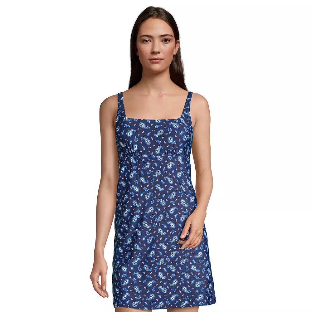 Women's Lands' End Tummy Control UPF 50 Squareneck One-Piece Swim Dress,  Product Image
