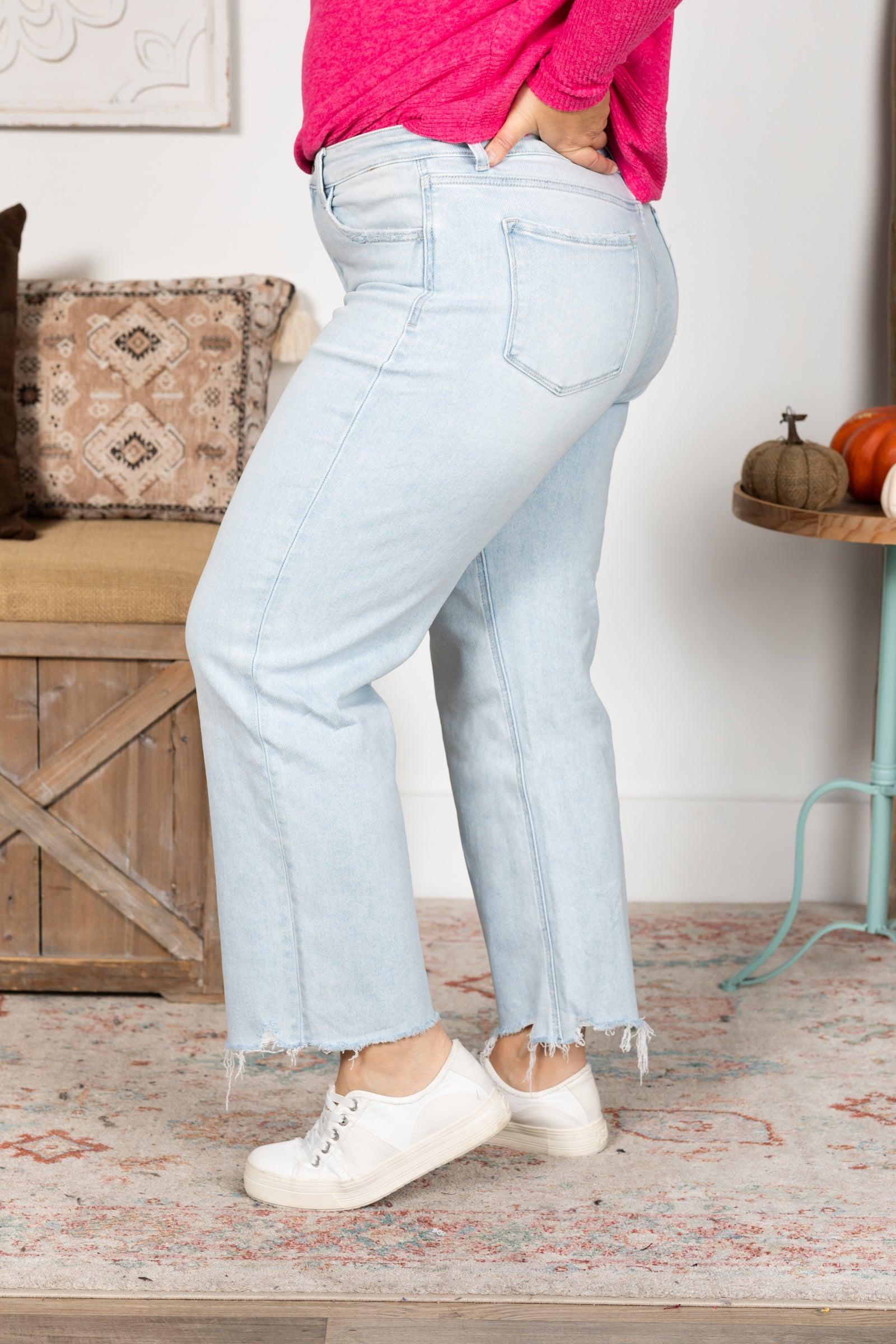 Vervet Light Wash High Rise Slim Wide Jeans Product Image