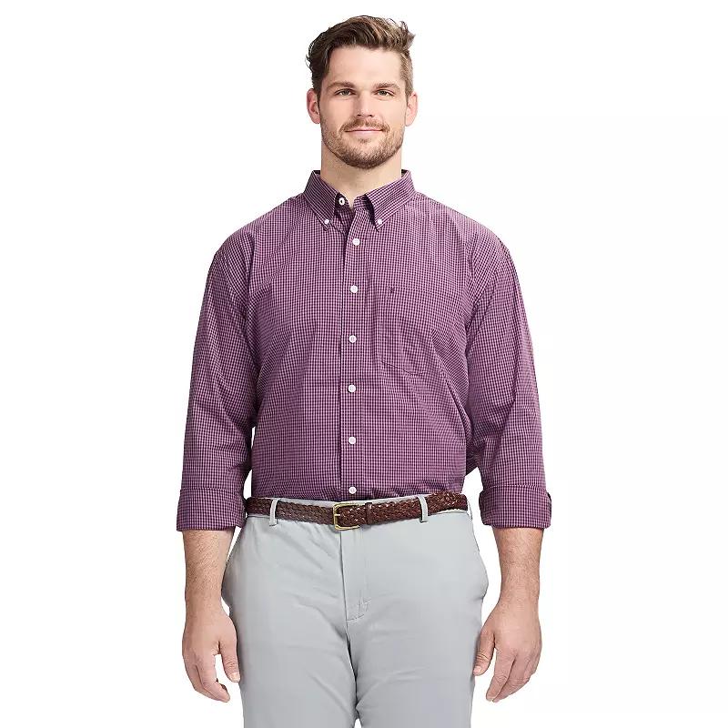 Big & Tall IZOD Performance Long Sleeve Plaid Button Down Shirt, Mens Purple Perfect Product Image