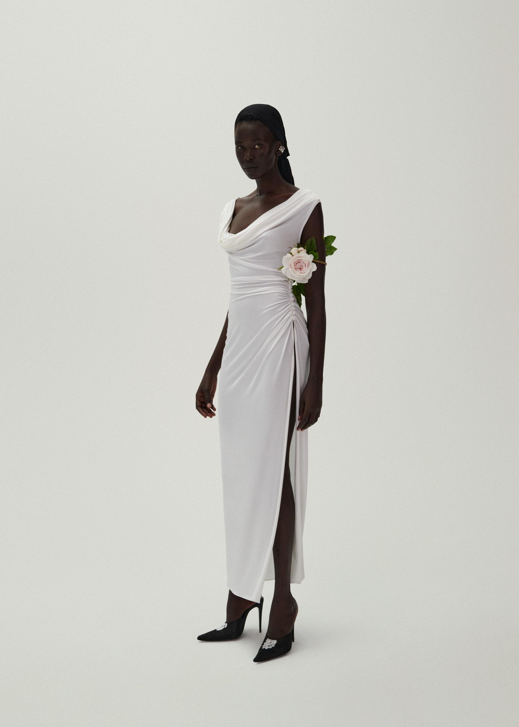 Drop waist jersey tank dress in white Product Image