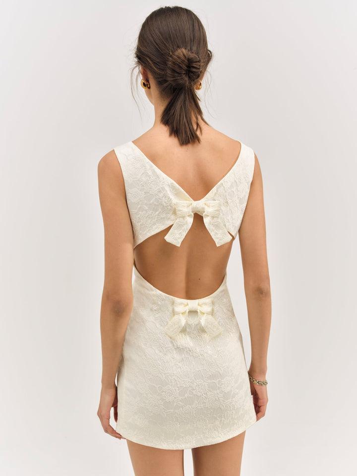Rosie Jacquard Mini Dress — Cream Product Image