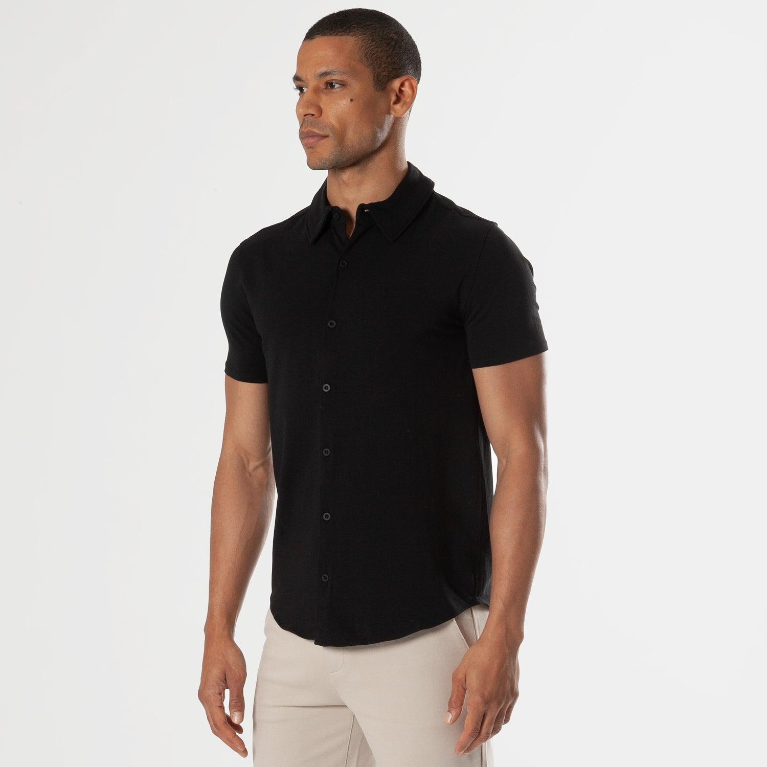 Black Short Sleeve Knit Shirt Product Image